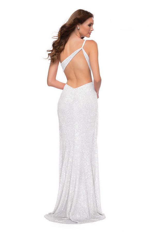 La Femme Size 0 One Shoulder White Side Slit Dress on Queenly