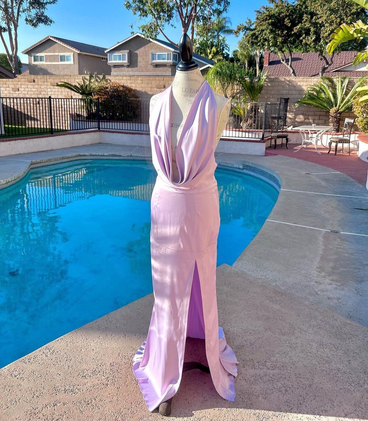 Size L Prom Halter Light Purple Side Slit Dress on Queenly