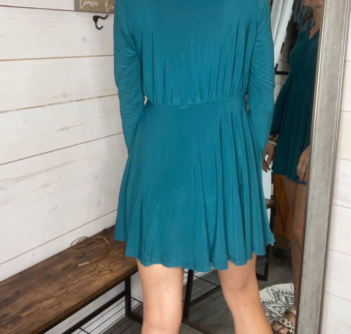 Style 1-1047327404-2791 White Birch Size L Long Sleeve Green Cocktail Dress on Queenly