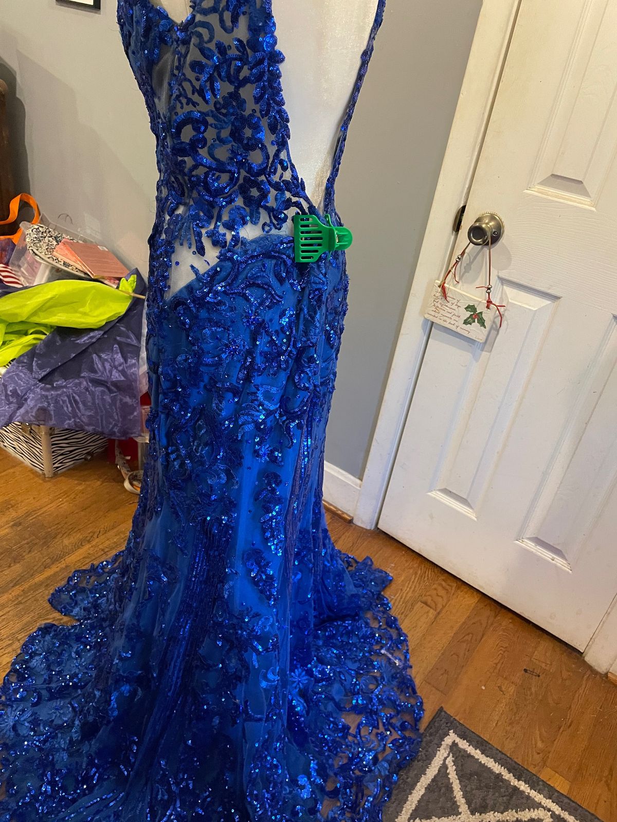 MoriLee Size 14 Prom Plunge Blue Mermaid Dress on Queenly
