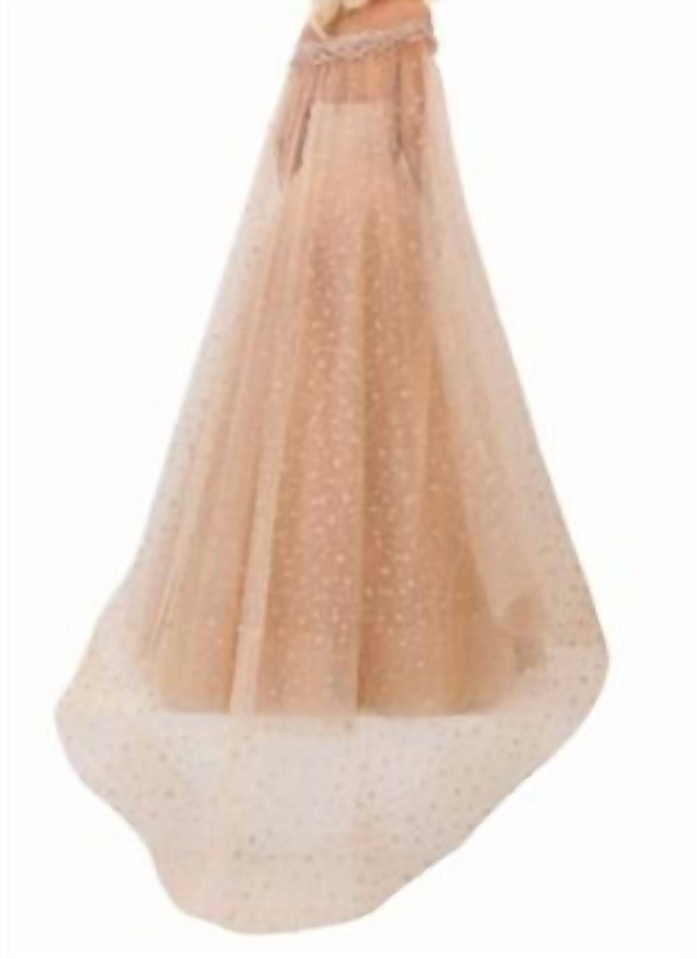 Style 1-1628143198-238 Tarik Ediz Size 12 Prom Off The Shoulder Gold Ball Gown on Queenly