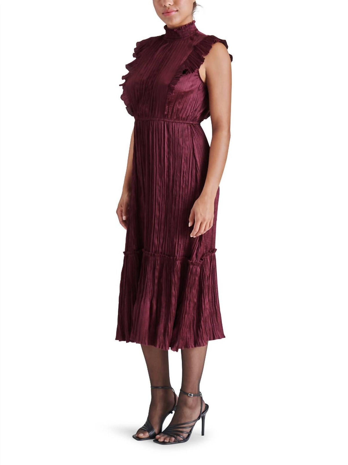 Style 1-2156008407-2696 STEVE MADDEN Size L Cap Sleeve Burgundy Red Cocktail Dress on Queenly