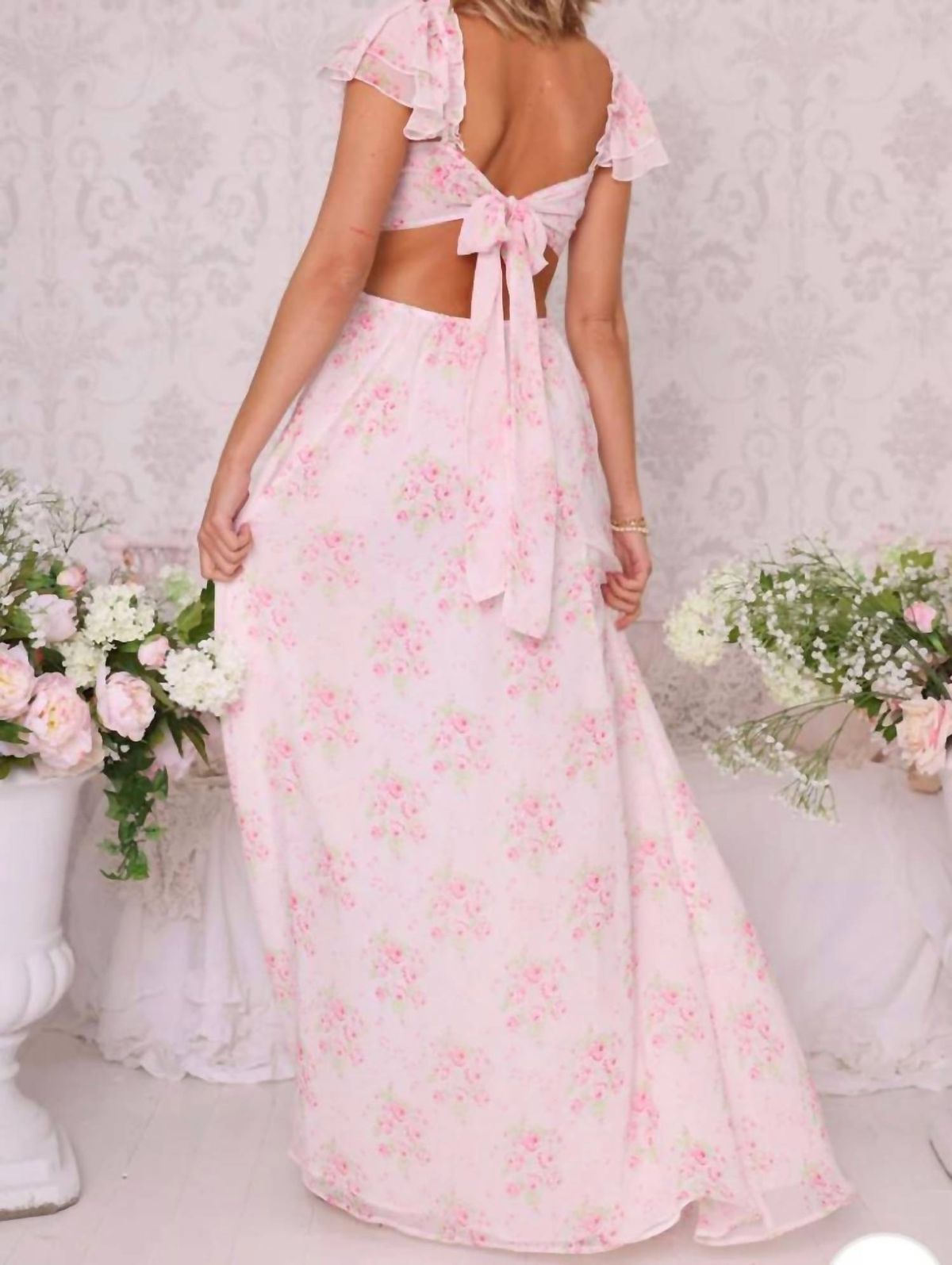 Style 1-2176601108-3854 Amy Jane London Size XS Floral Pink Side Slit Dress on Queenly