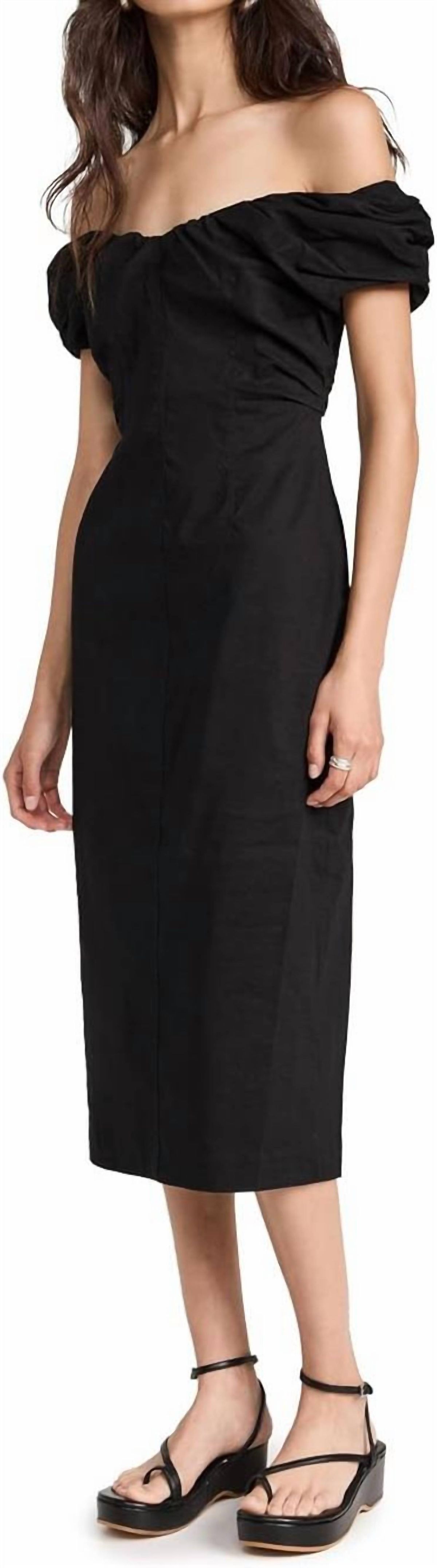 Style 1-2387037982-1498 A.L.C. Size 4 Off The Shoulder Black Cocktail Dress on Queenly