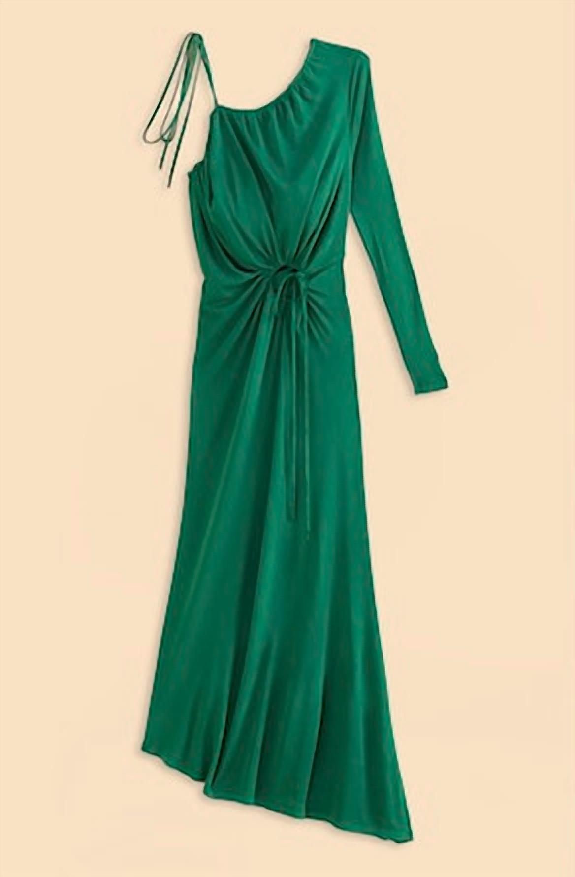 Style 1-2452646922-2696 FARM RIO Size L One Shoulder Emerald Green Floor Length Maxi on Queenly