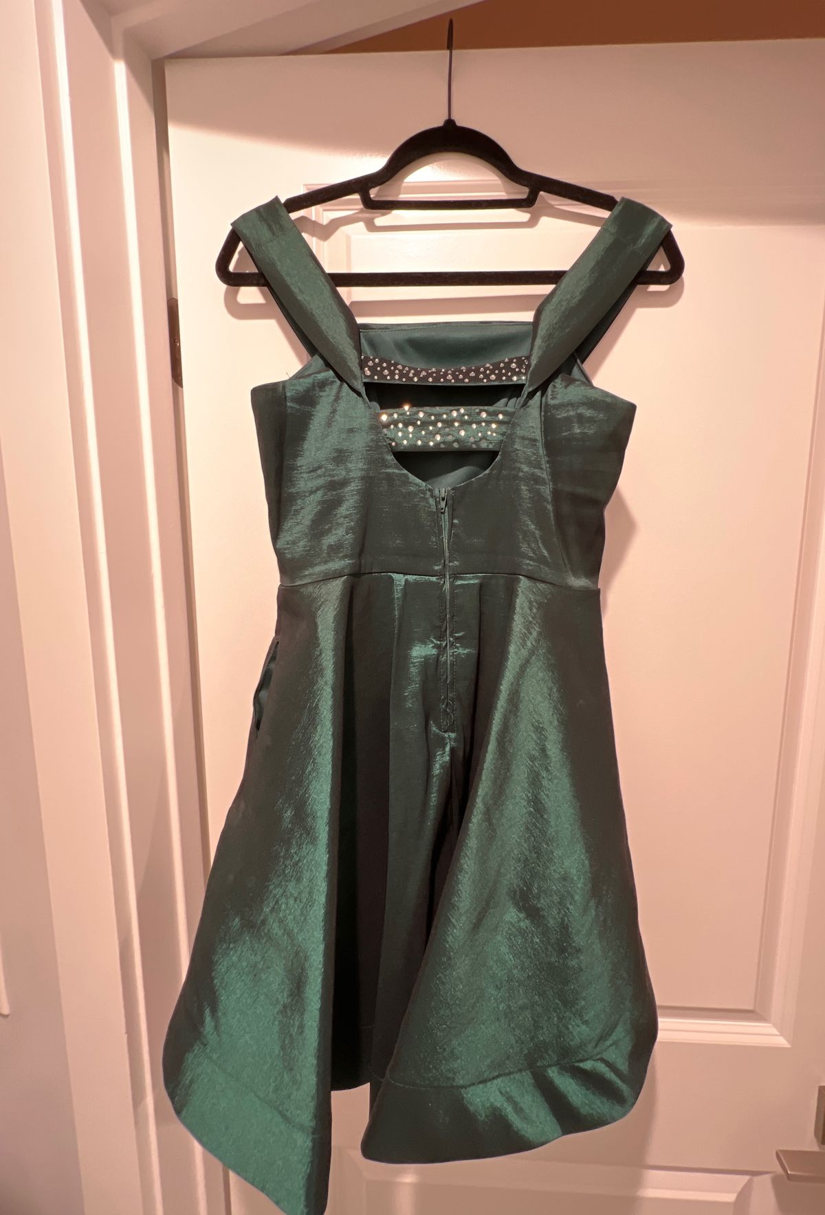 Size 12 Prom Off The Shoulder Green Floor Length Maxi on Queenly