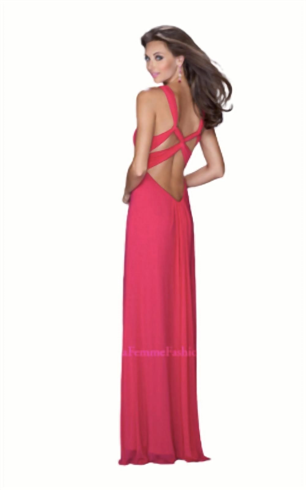 Style 1-3271024781-98 La Femme Size 10 Halter Sheer Pink Floor Length Maxi on Queenly