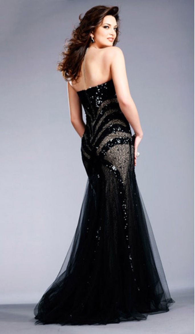 Style 153050 Jovani Size 2 Strapless Black Mermaid Dress on Queenly