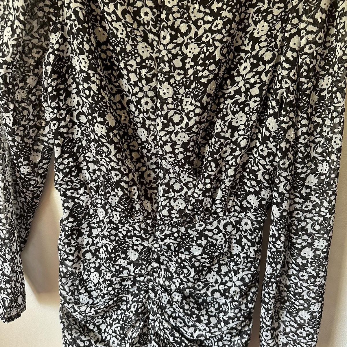 Blush Prom Size S Wedding Guest Long Sleeve Floral Black Cocktail Dress on Queenly