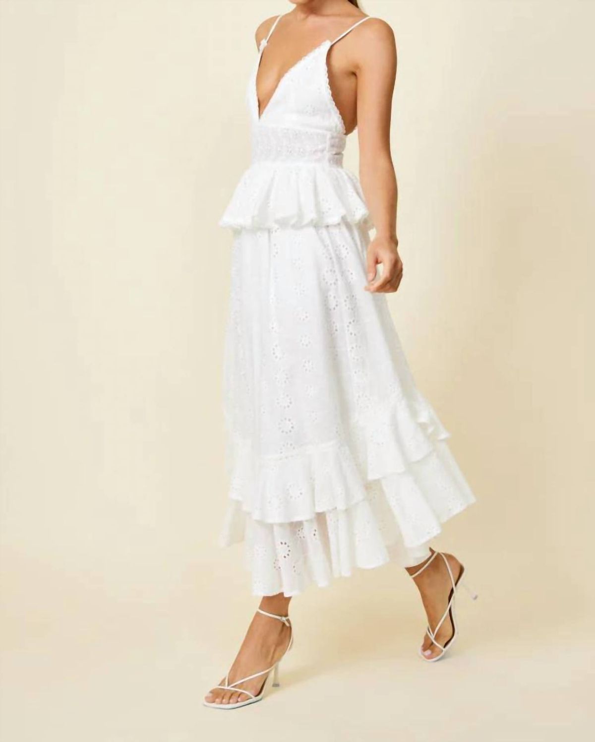 Style 1-392014580-3236 line and dot Size S White A-line Dress on Queenly