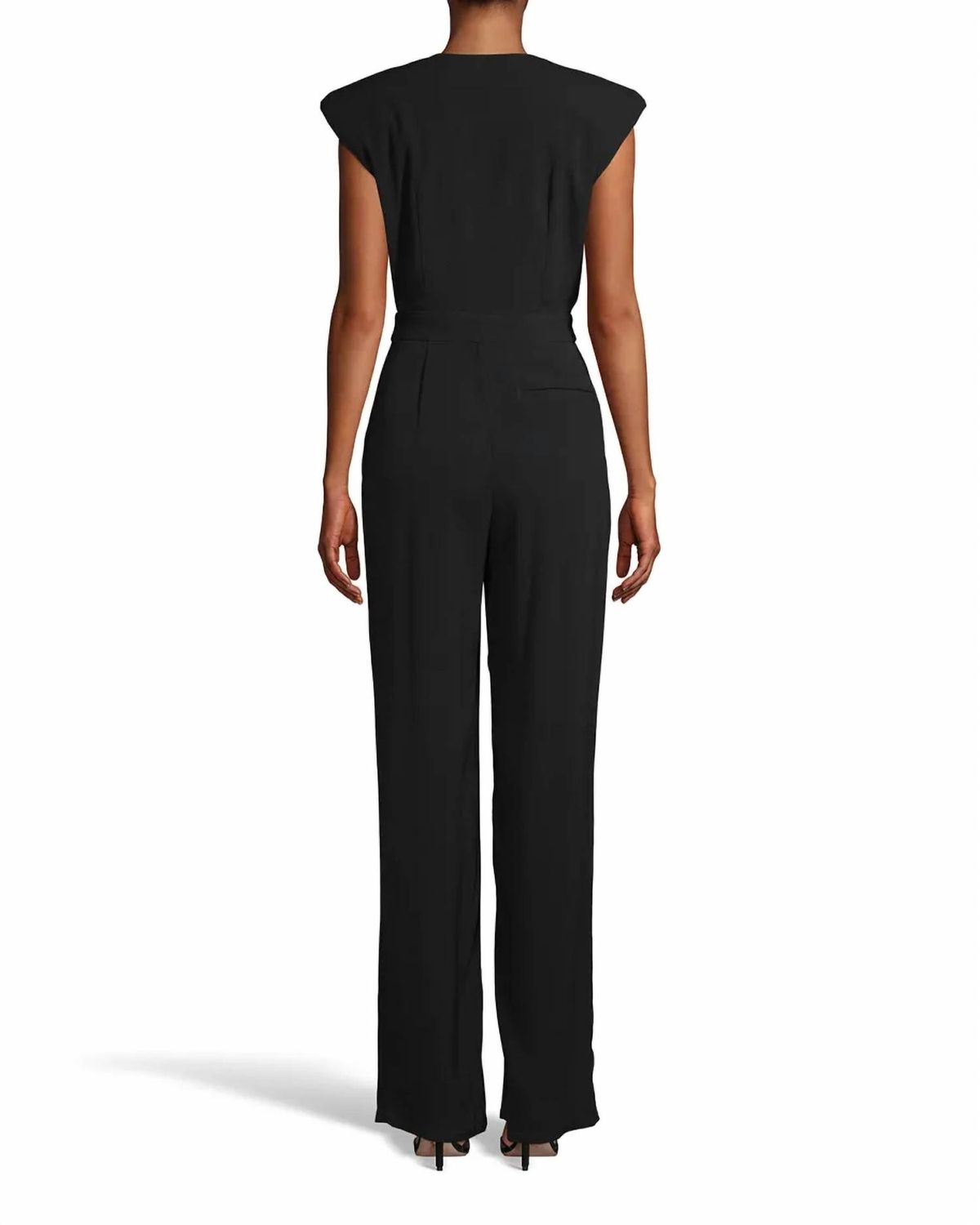Style 1-442420294-1498 Nicole Miller Size 4 Cap Sleeve Sequined Black Formal Jumpsuit on Queenly