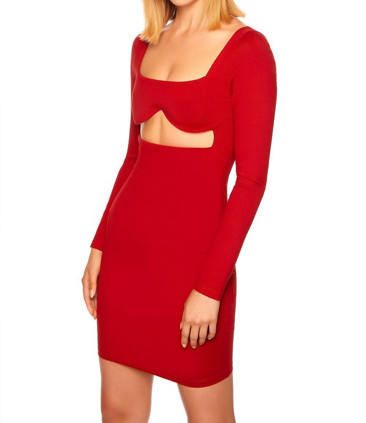 Style 1-480397732-2901 Susana Monaco Size M Long Sleeve Red Cocktail Dress on Queenly