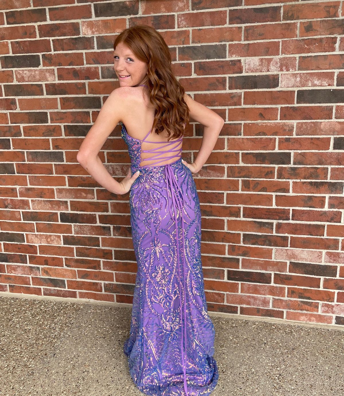 Jovani Size 00 Pageant Plunge Purple Mermaid Dress on Queenly
