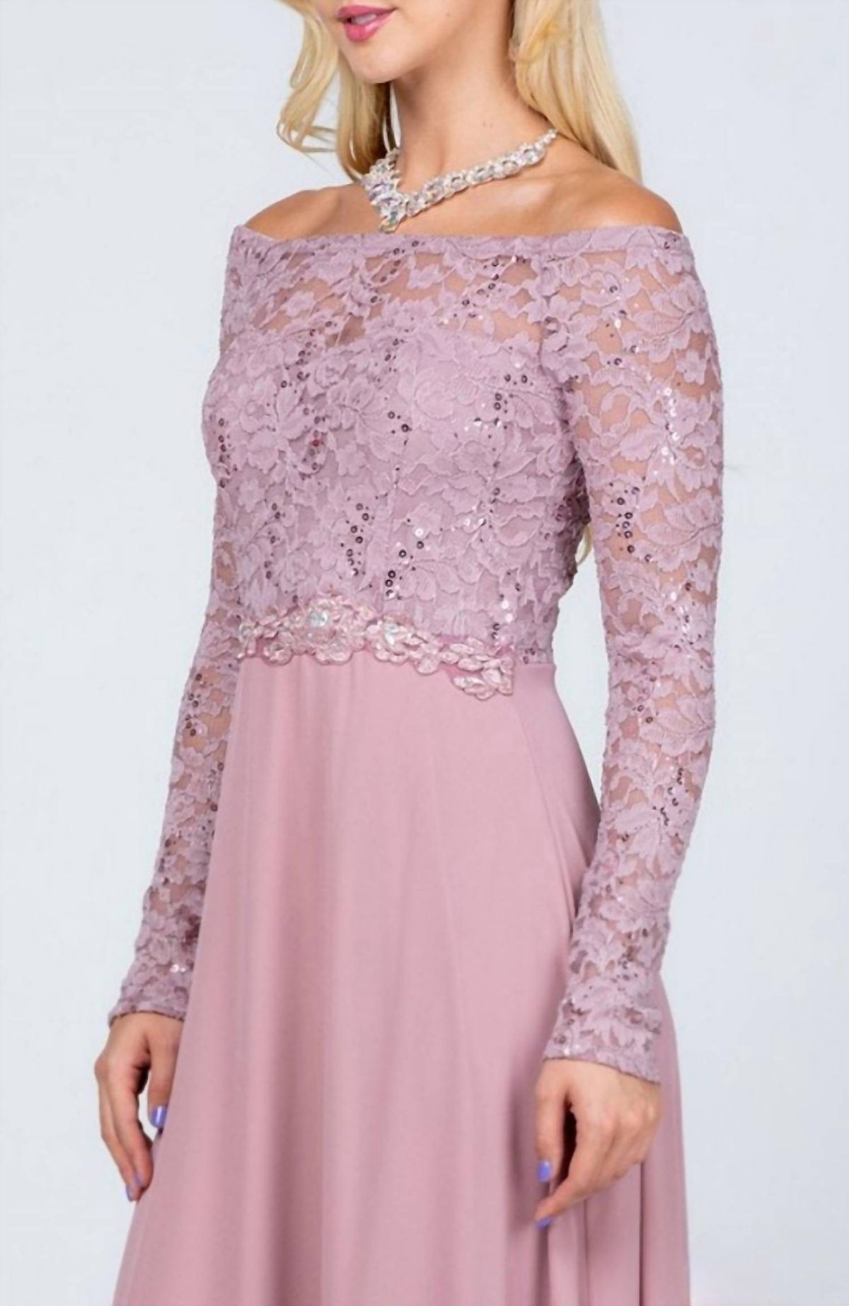 Style 1-1019915384-3818 La Scala Size XL Long Sleeve Lace Pink A-line Dress on Queenly