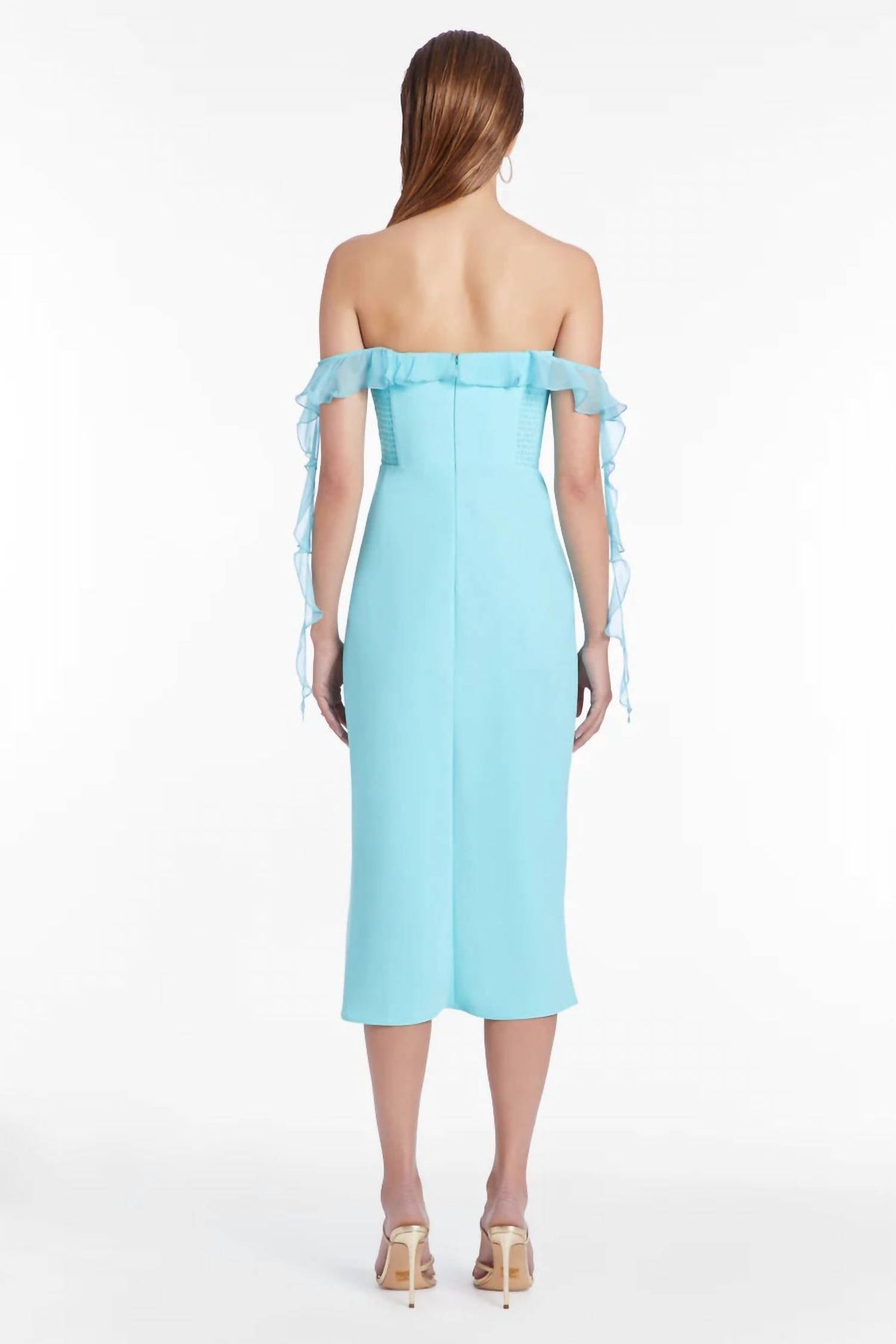Style 1-1416438591-2901 Amanda Uprichard Size M Off The Shoulder Blue Cocktail Dress on Queenly