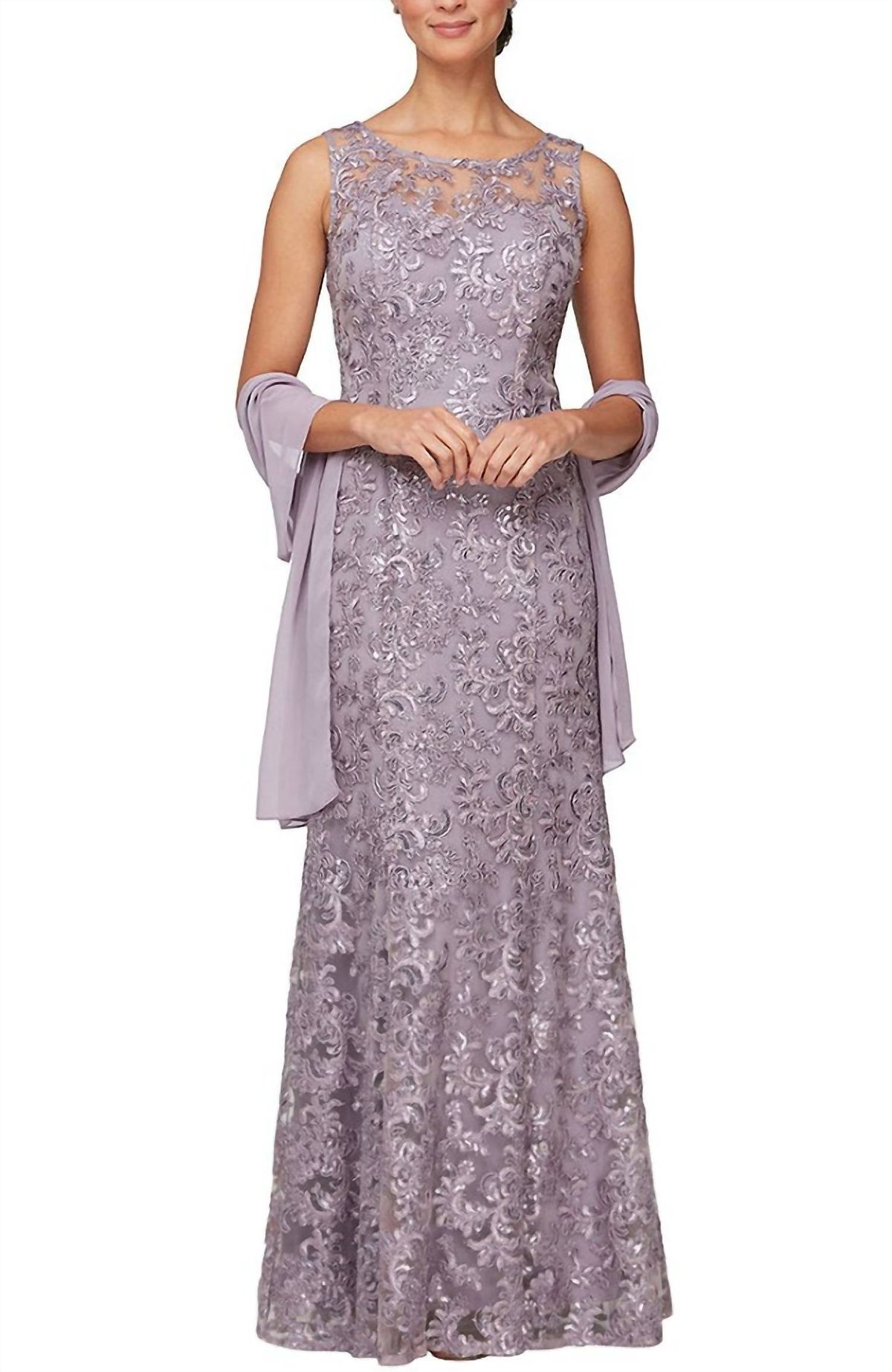 Style 1-1496270996-238 Alex Evenings Size 12 Prom Sequined Purple Floor Length Maxi on Queenly