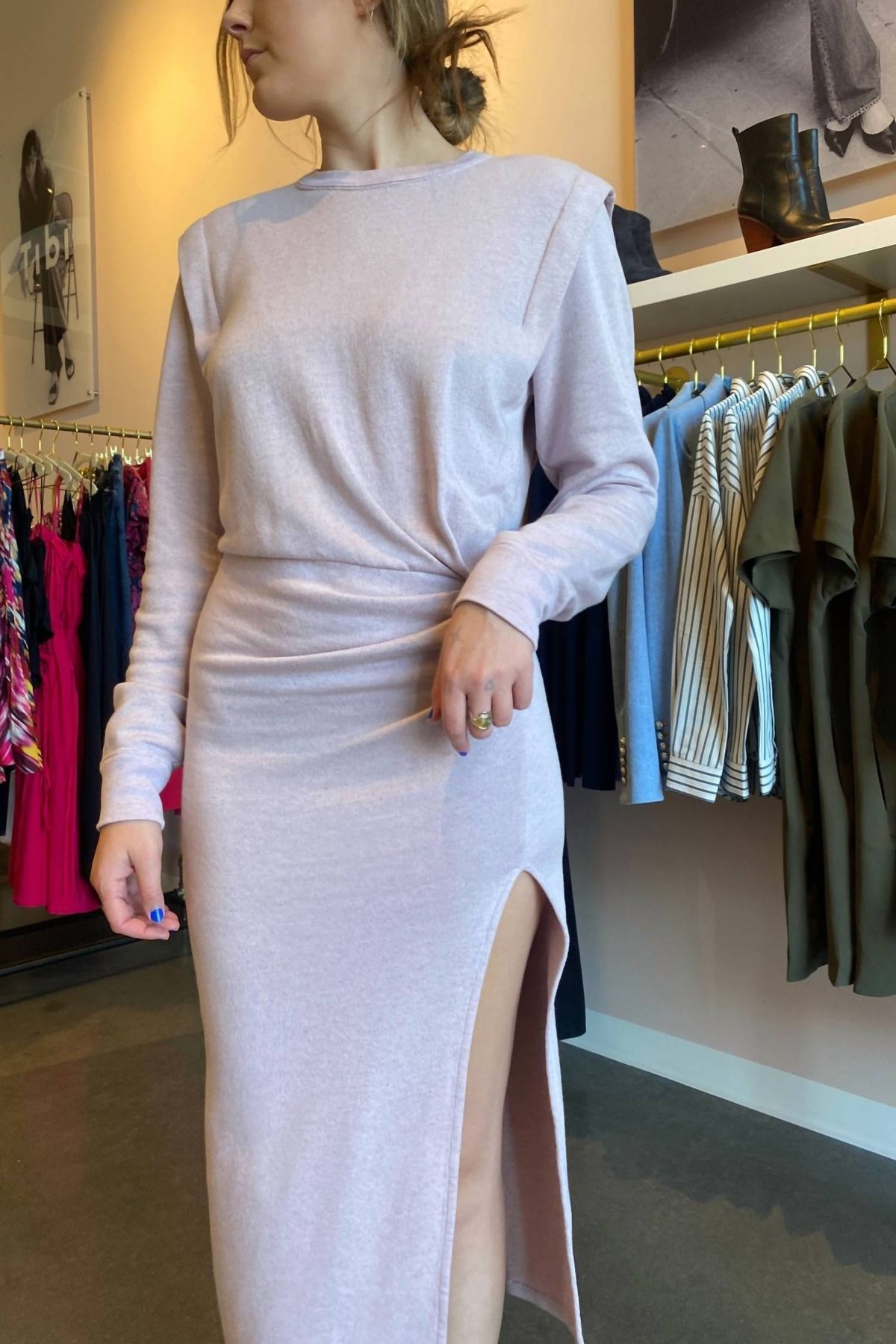 Style 1-1535283140-1130 ISABEL MARANT Plus Size 34 Long Sleeve Light Pink Cocktail Dress on Queenly