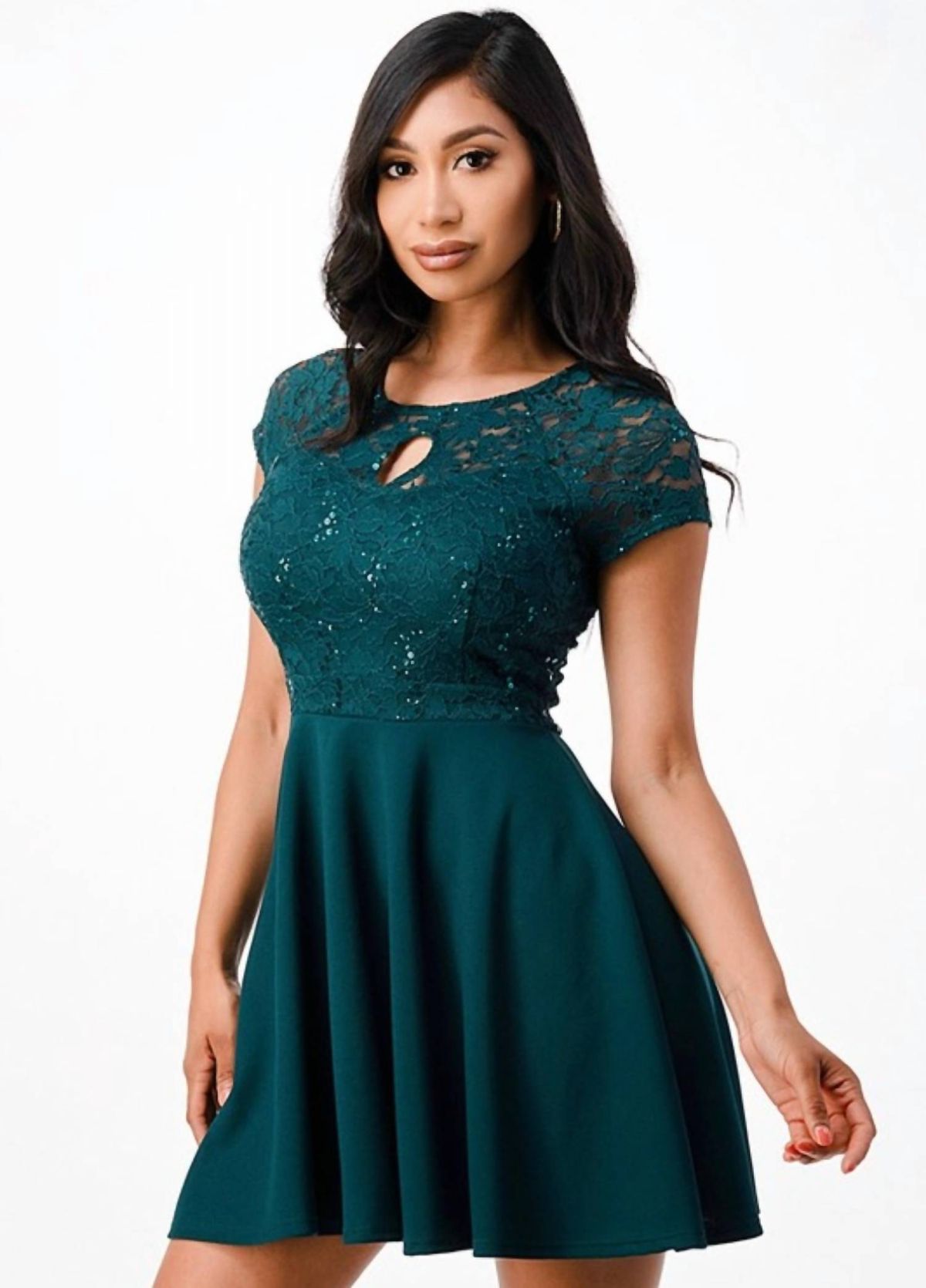 Style 1-1841288933-3818 La Scala Size XL Lace Green Cocktail Dress on Queenly