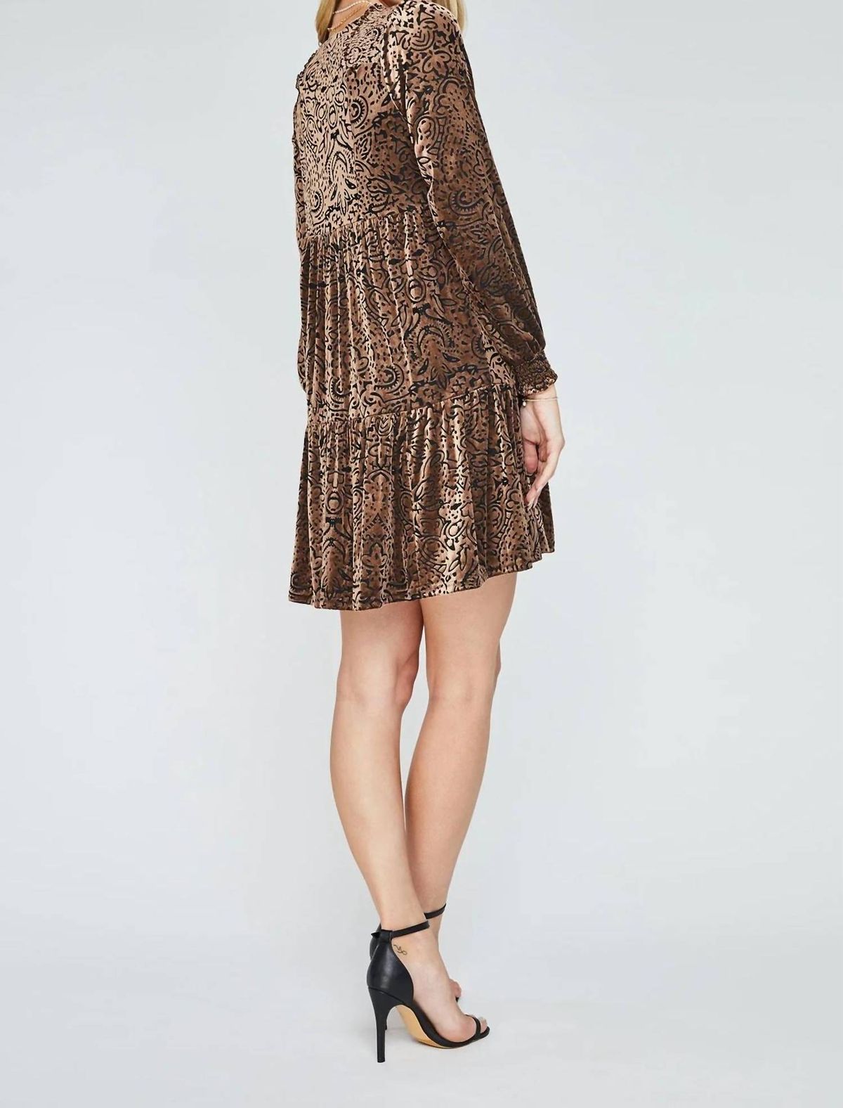 Style 1-19903947-3458 Gentle Fawn Size S Velvet Brown Cocktail Dress on Queenly