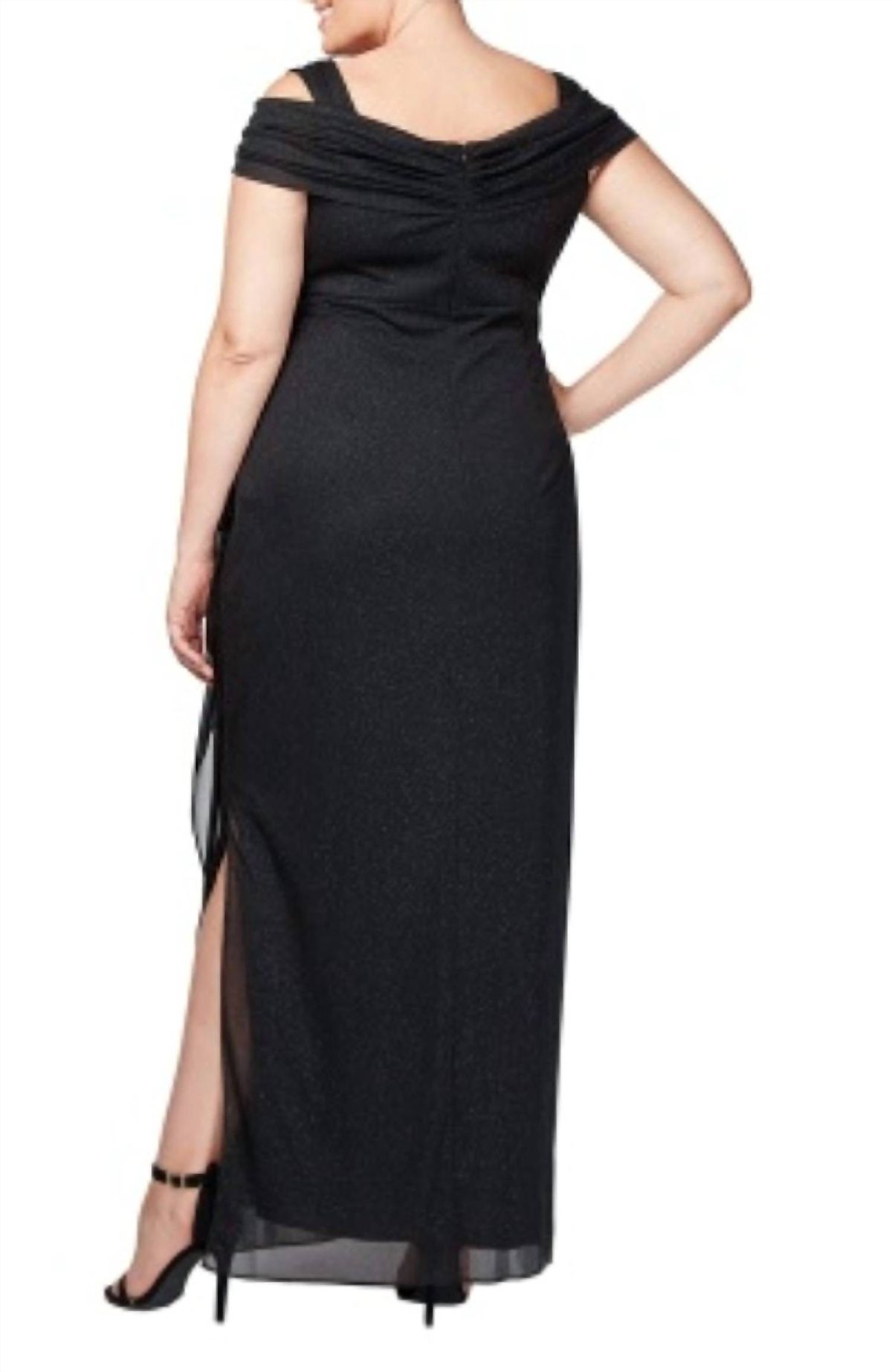 Style 1-304248365-568 Alex Evenings Plus Size 18 Sheer Black Side Slit Dress on Queenly