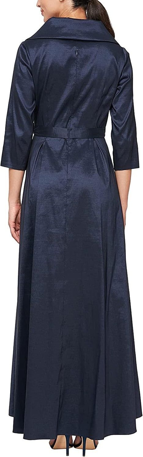 Style 8166633 Alex Evenings Plus Size 16 Navy Blue Floor Length Maxi on Queenly