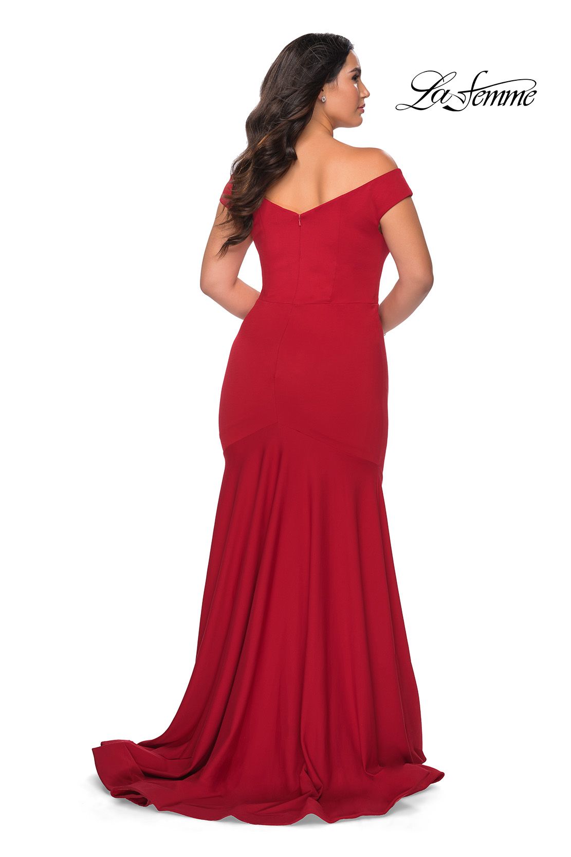 Style 28963 La Femme Size 12 Prom Off The Shoulder Red Floor Length Maxi on Queenly