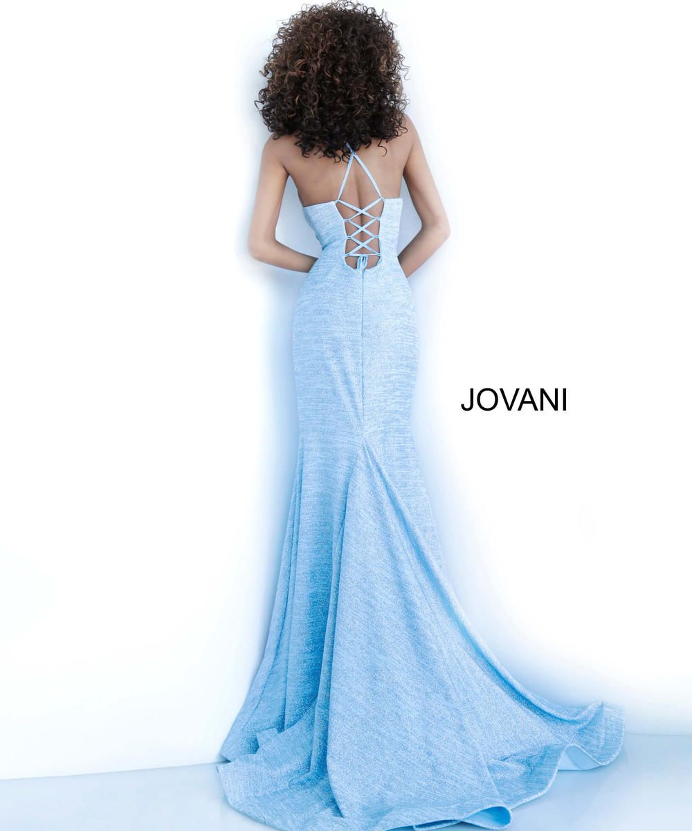 Style 1139 Jovani Size 6 Prom High Neck Light Blue Floor Length Maxi on Queenly