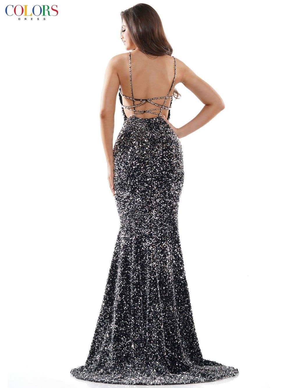 Style 2459 Colors Size 6 Prom Plunge Silver Mermaid Dress on Queenly