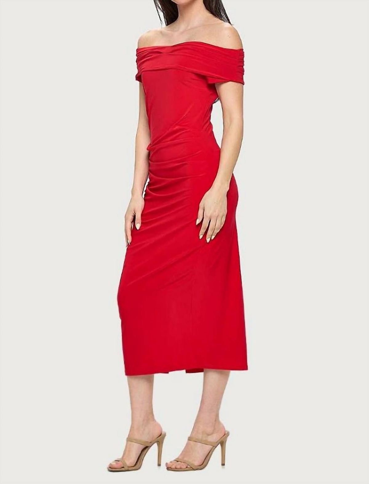 Style 1-3259208349-3011 LAST TANGO Size M Off The Shoulder Red Cocktail Dress on Queenly