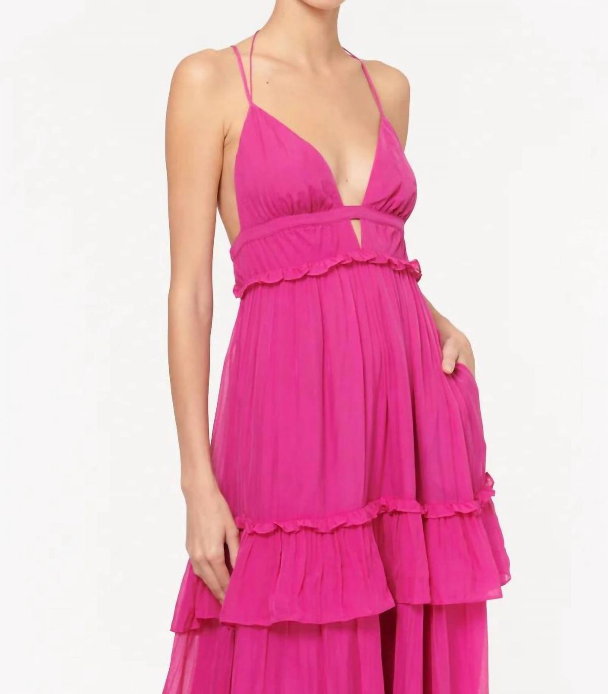 Style 1-3268079283-5 Cami NYC Size 0 Halter Satin Pink A-line Dress on Queenly