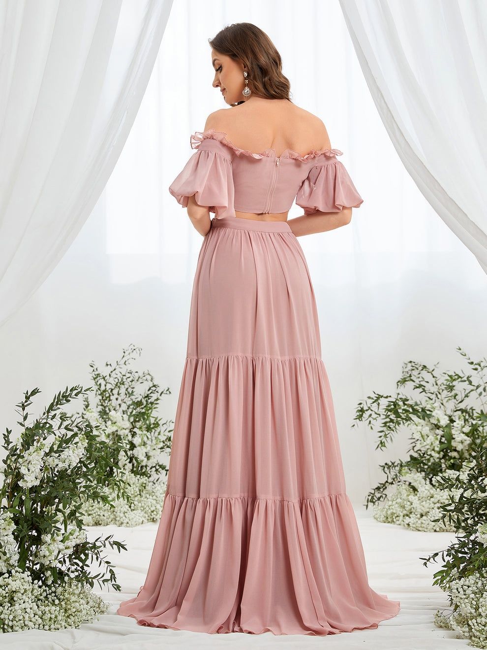 Style FSWU9029 Faeriesty Size S Off The Shoulder Pink Floor Length Maxi on Queenly