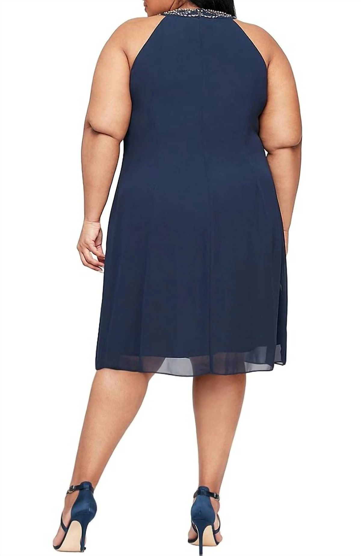 Style 1-4217966603-695 Ignite Evenings Plus Size 22 Halter Black Cocktail Dress on Queenly