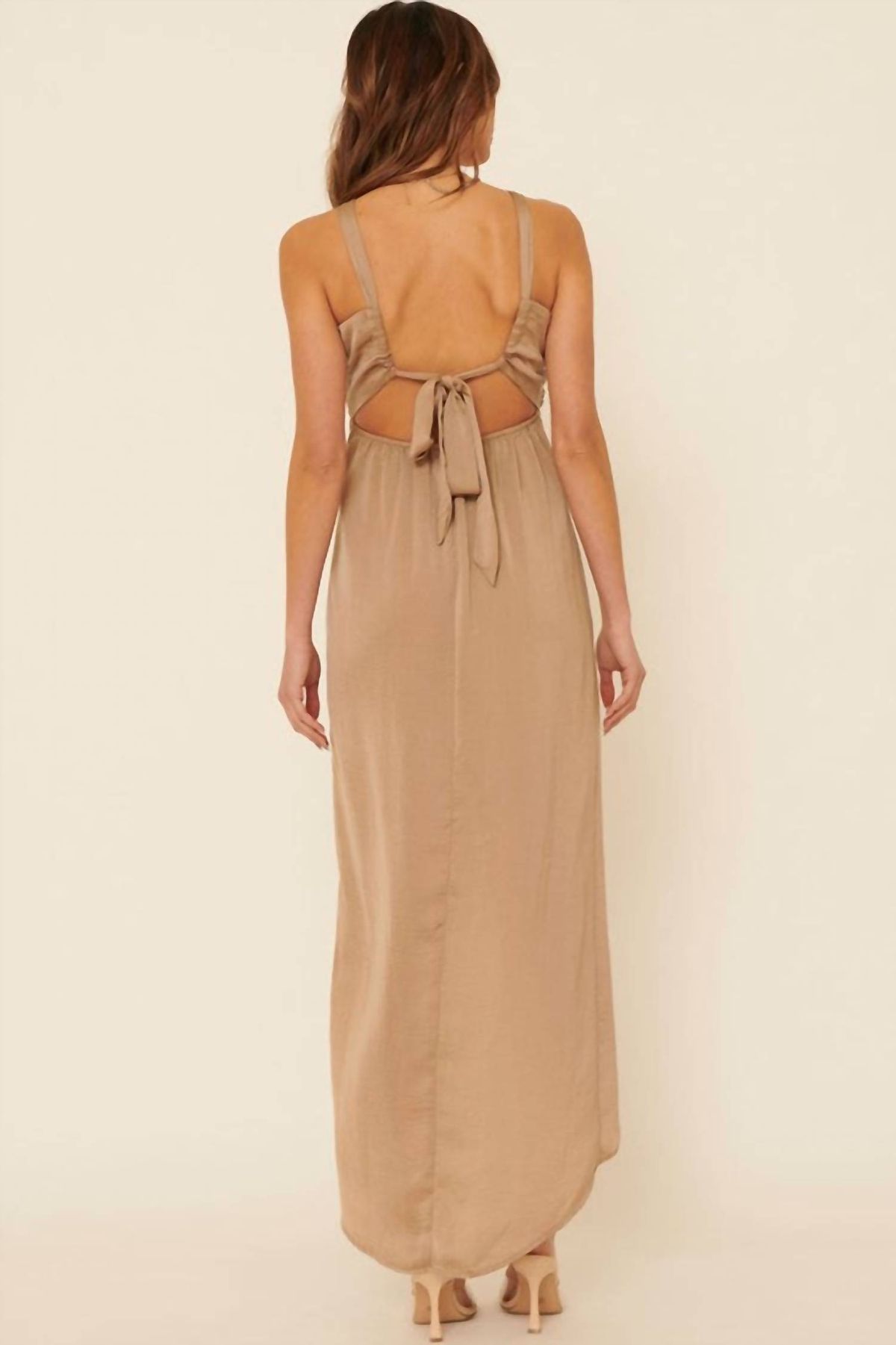 Style 1-964796555-2791 PROMESA Size L Halter Nude Side Slit Dress on Queenly
