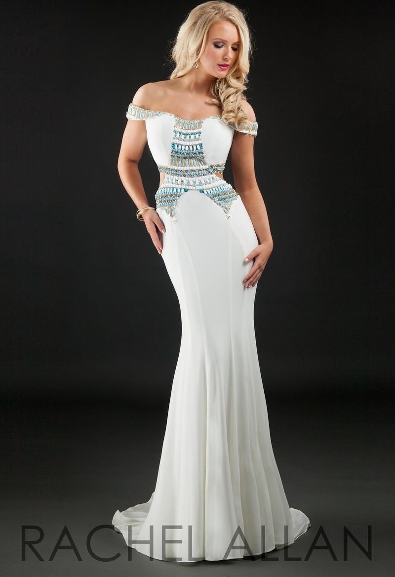 Style WS10MB Rachel Allan Size 10 Prom Off The Shoulder White Mermaid Dress on Queenly