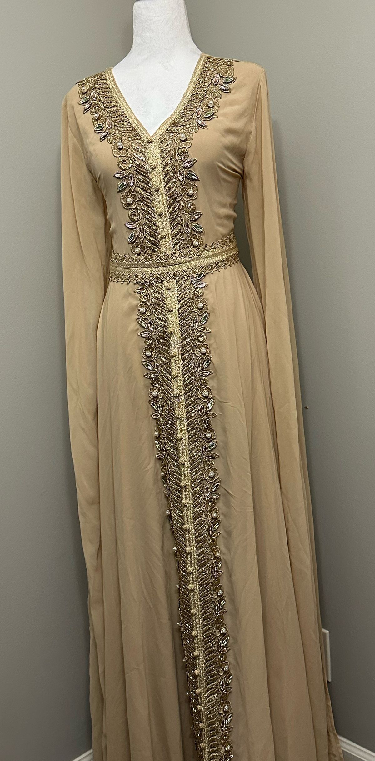 Size L Prom Nude Floor Length Maxi on Queenly