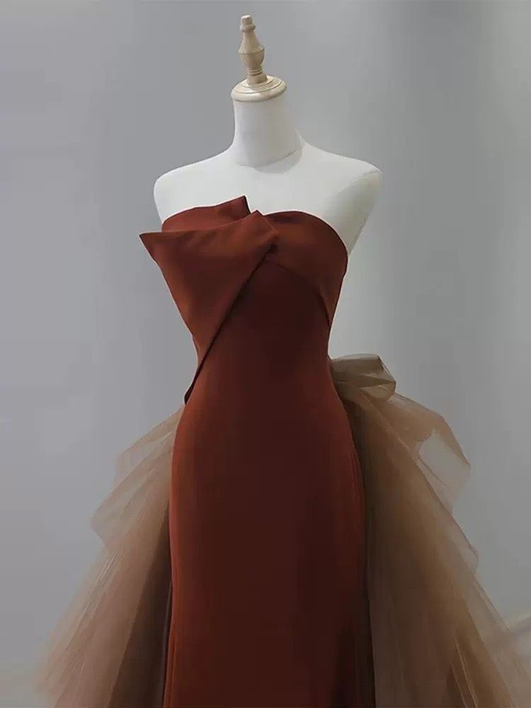 Size XS Plunge Brown Ball Gown on Queenly