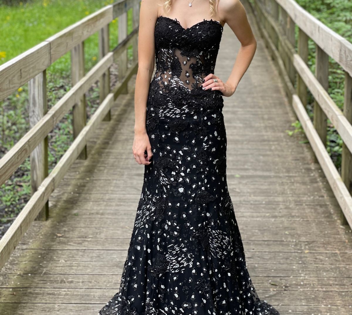 Sherri Hill Size 0 Prom Strapless Black Mermaid Dress on Queenly