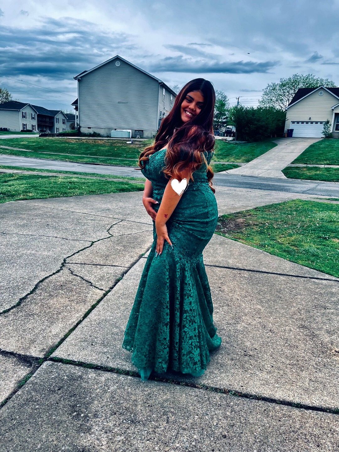 Plus Size 18 Prom Off The Shoulder Green Mermaid Dress on Queenly