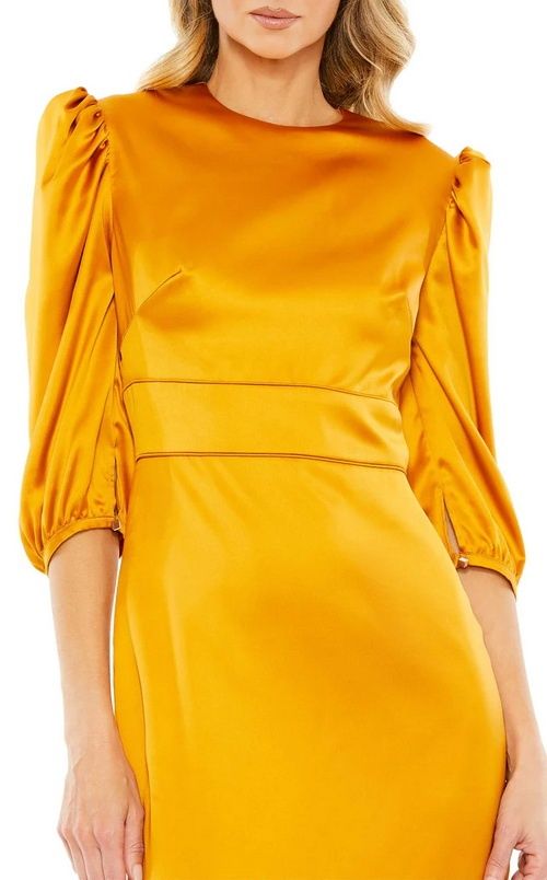 Mac Duggal Size 6 Long Sleeve Yellow Cocktail Dress on Queenly