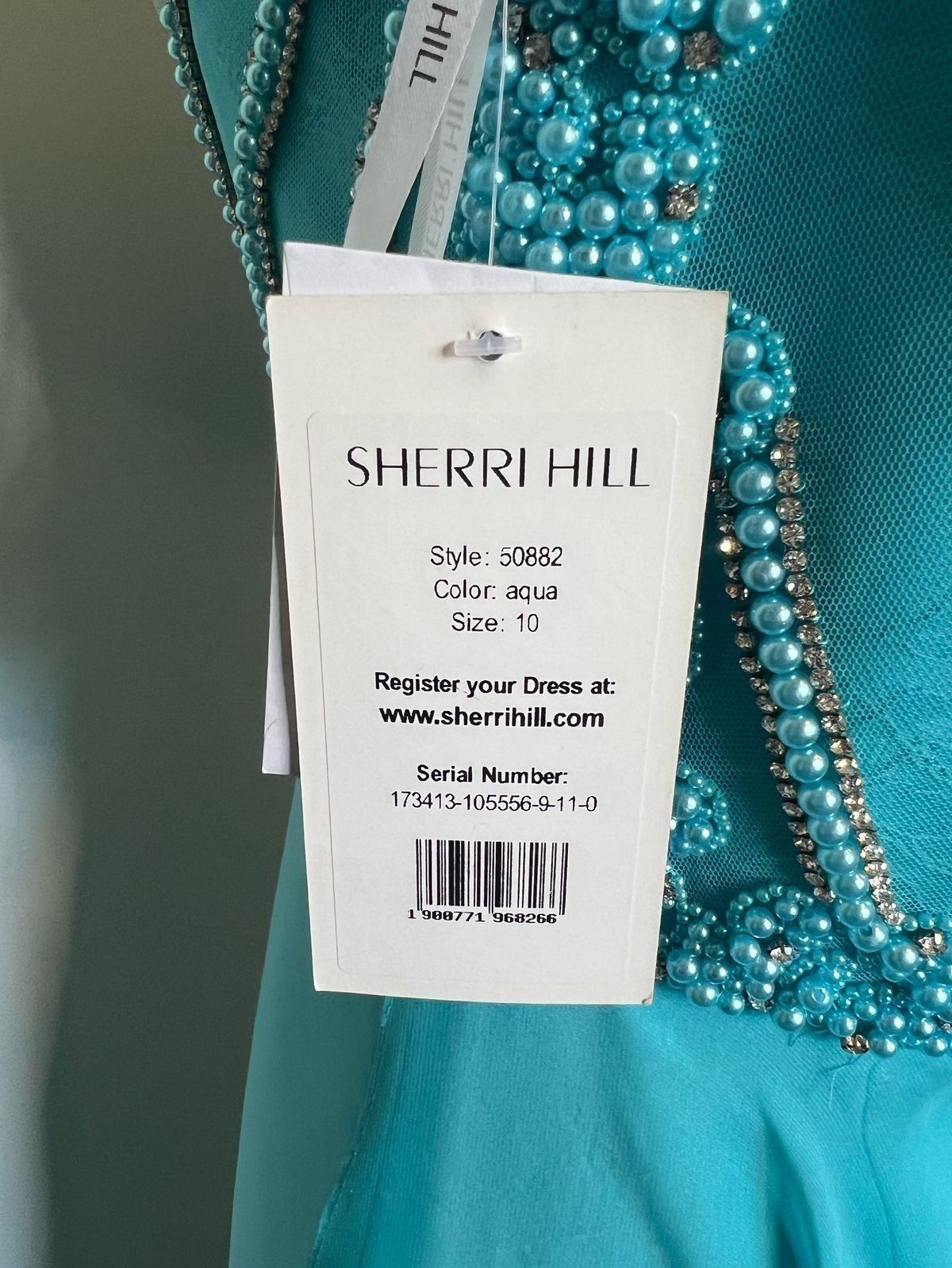 Sherri Hill Size 10 Prom Plunge Sequined Blue Floor Length Maxi on Queenly