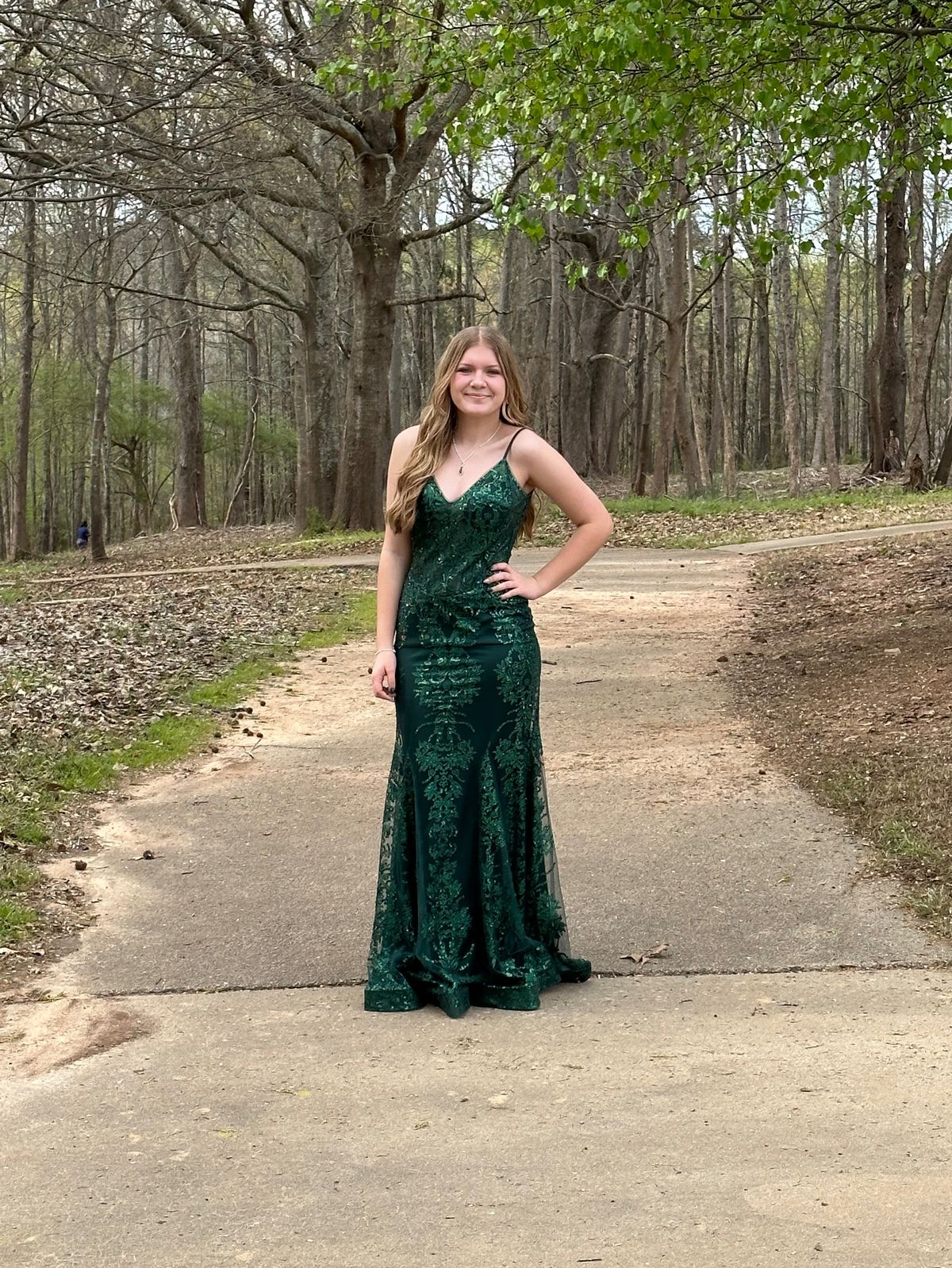 Cinderella Divine Size 6 Prom Plunge Green Floor Length Maxi on Queenly