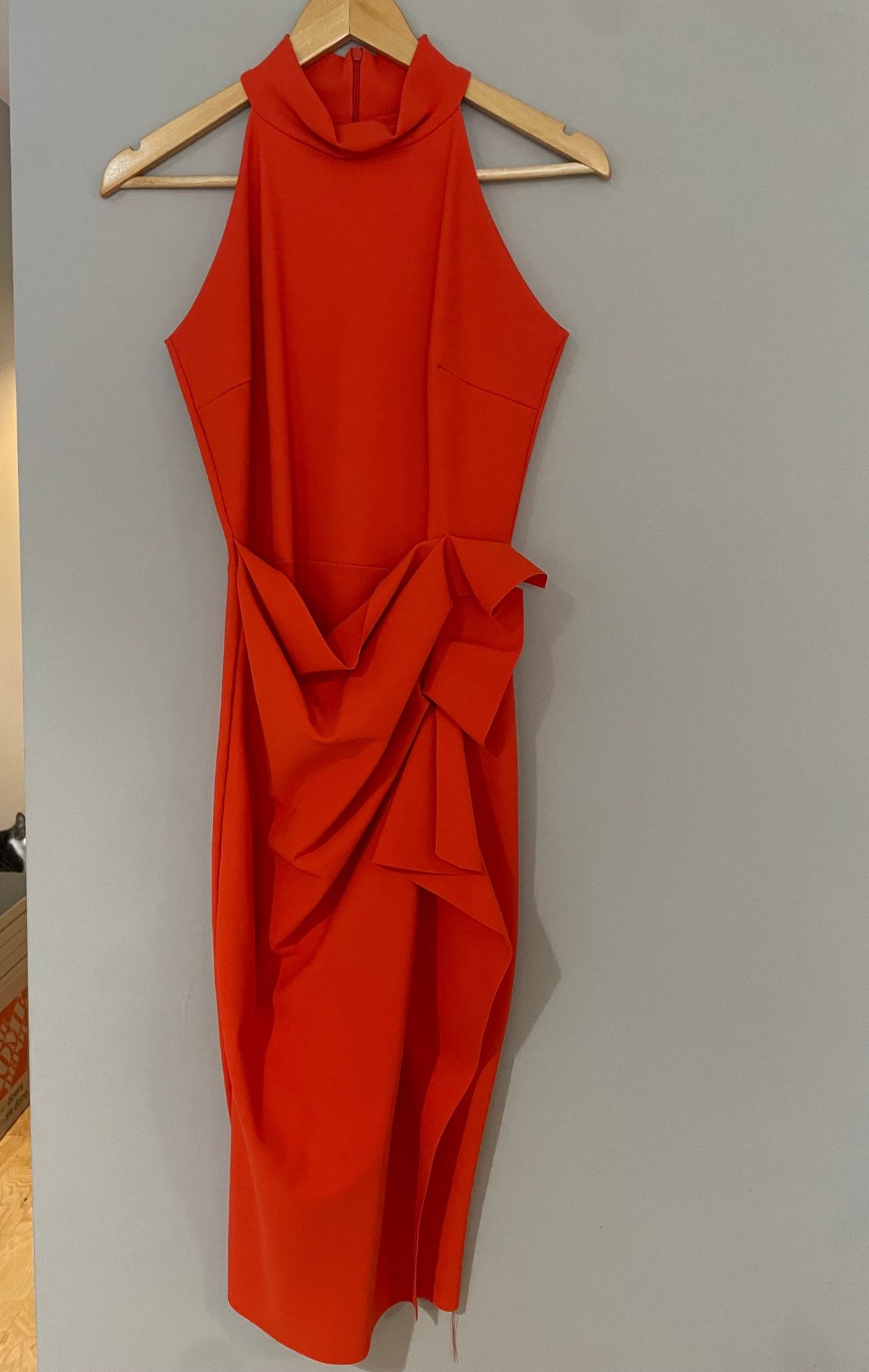 Size 6 High Neck Orange Cocktail Dress on Queenly
