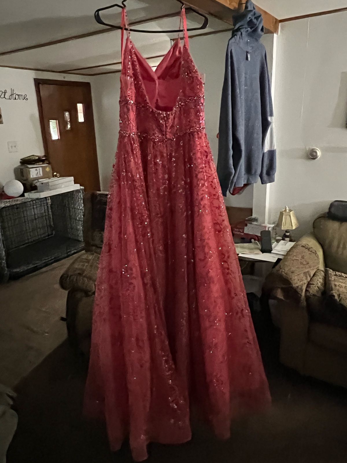 Colors Size 14 Prom Plunge Pink Ball Gown on Queenly