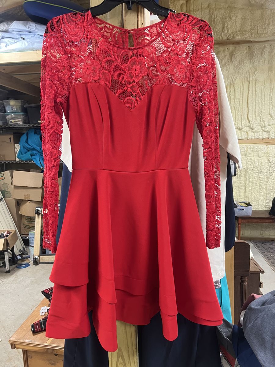 B. Darlin Size 8 Homecoming Lace Red Cocktail Dress on Queenly