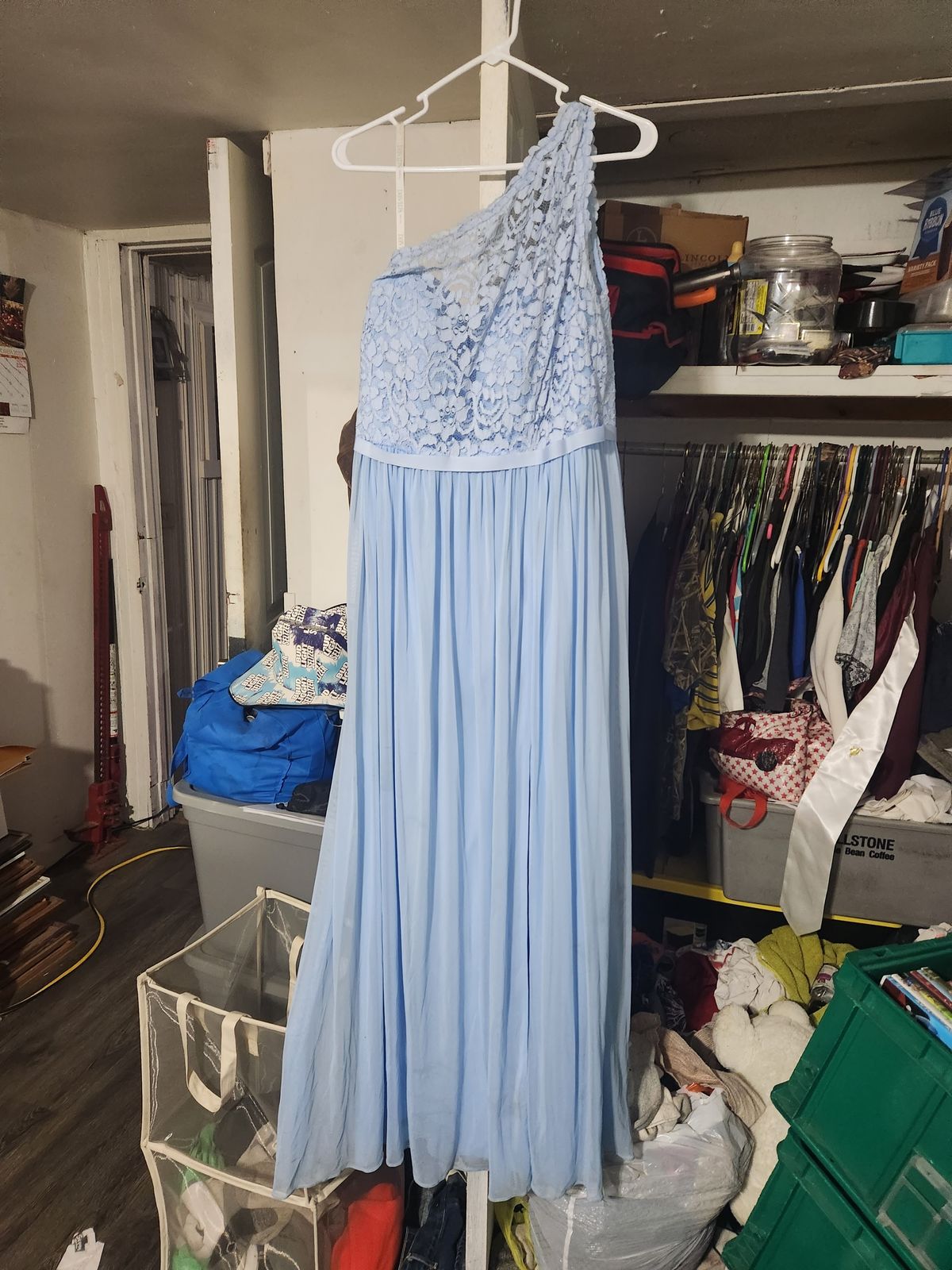 Plus Size 16 Blue Side Slit Dress on Queenly