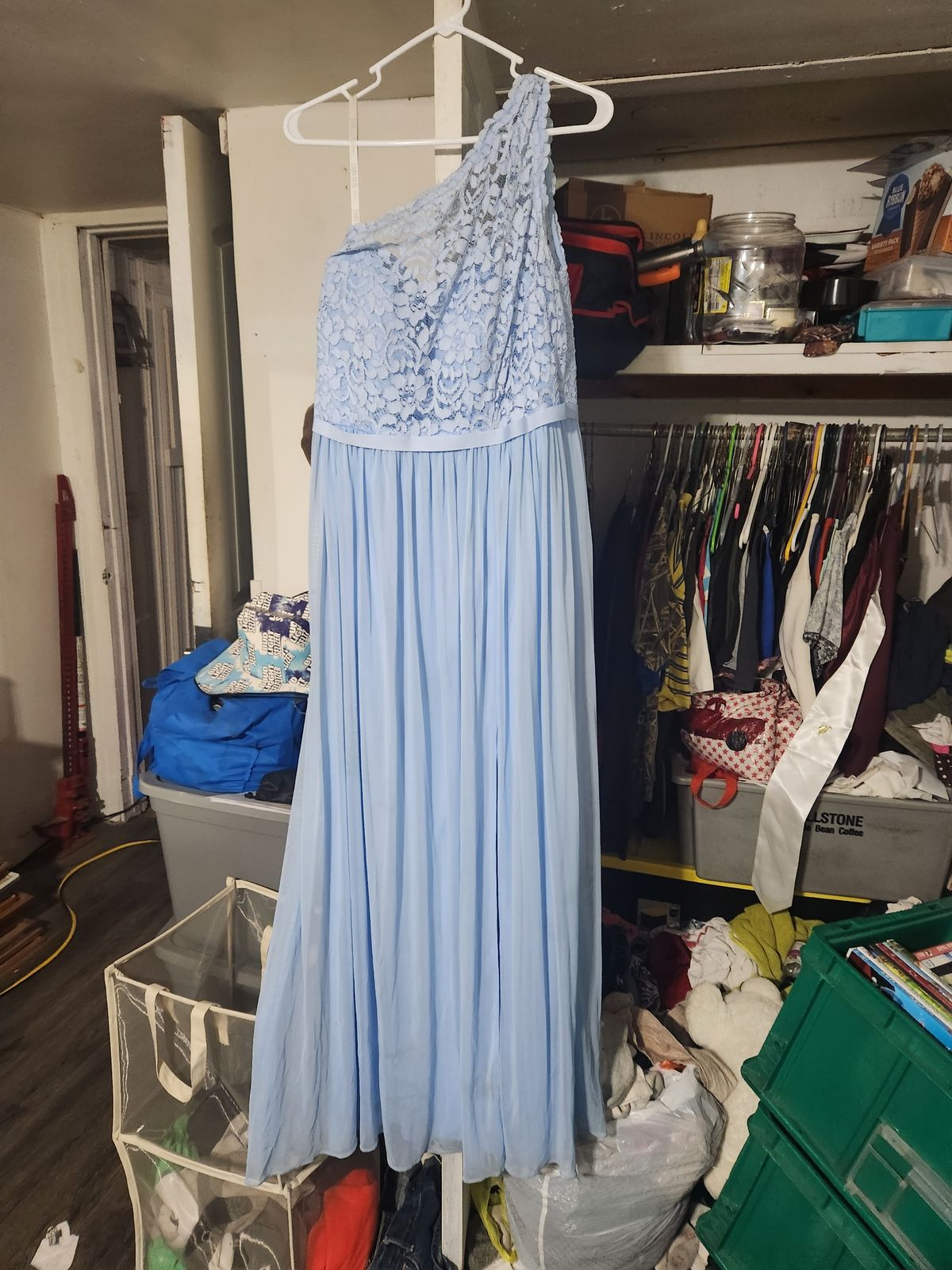 Plus Size 16 Blue Side Slit Dress on Queenly