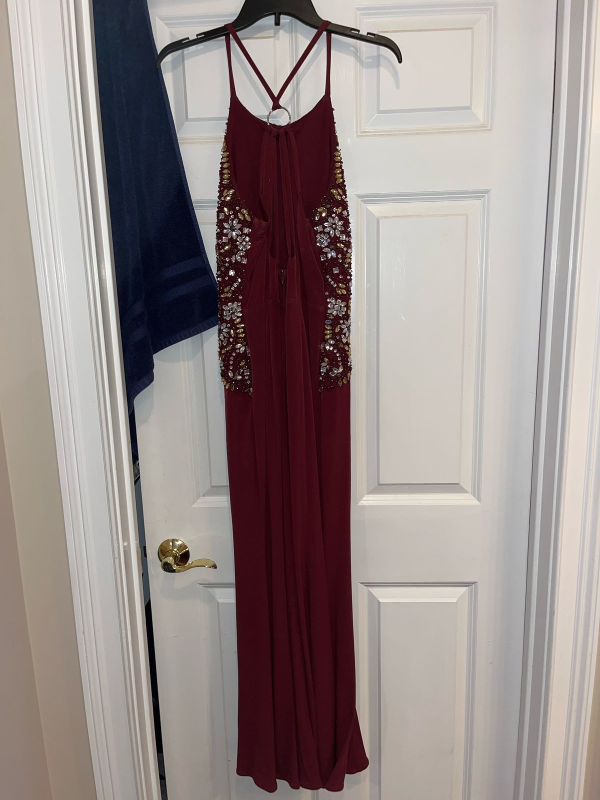 Macy's Size 8 Prom High Neck Red Mermaid Dress on Queenly