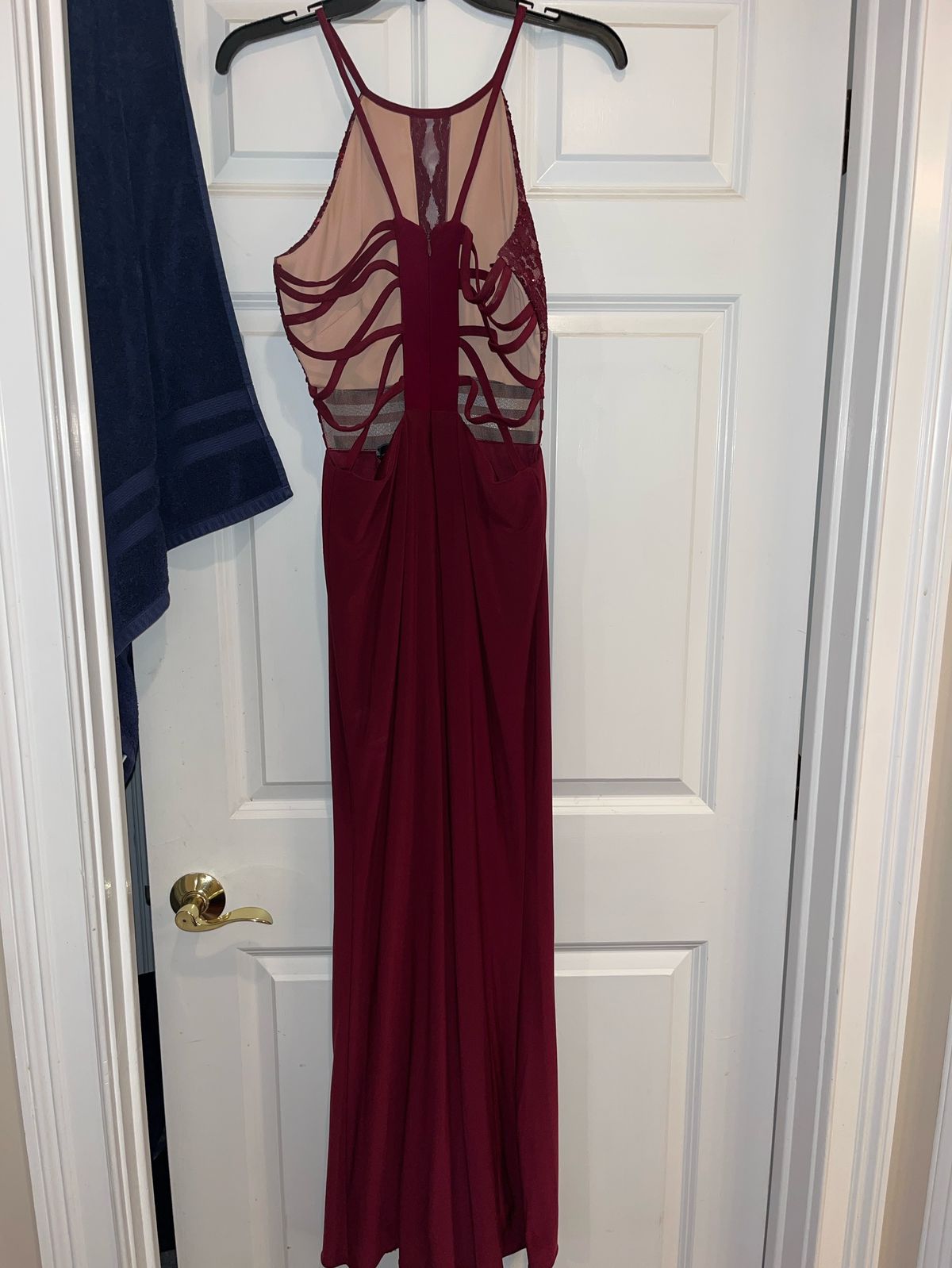 Macy's Size 8 Prom High Neck Red Mermaid Dress on Queenly