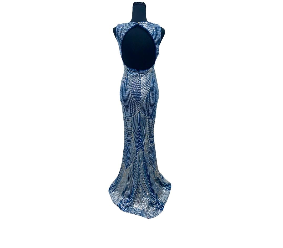 ART OF FACES Size 2 Prom Navy Multicolor Mermaid Dress on Queenly
