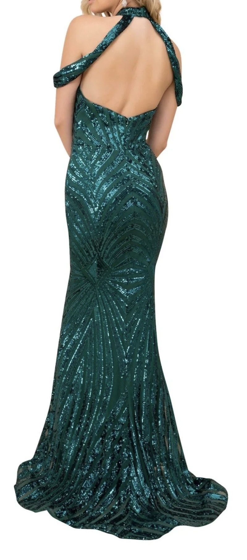 Size 10 High Neck Green A-line Dress on Queenly